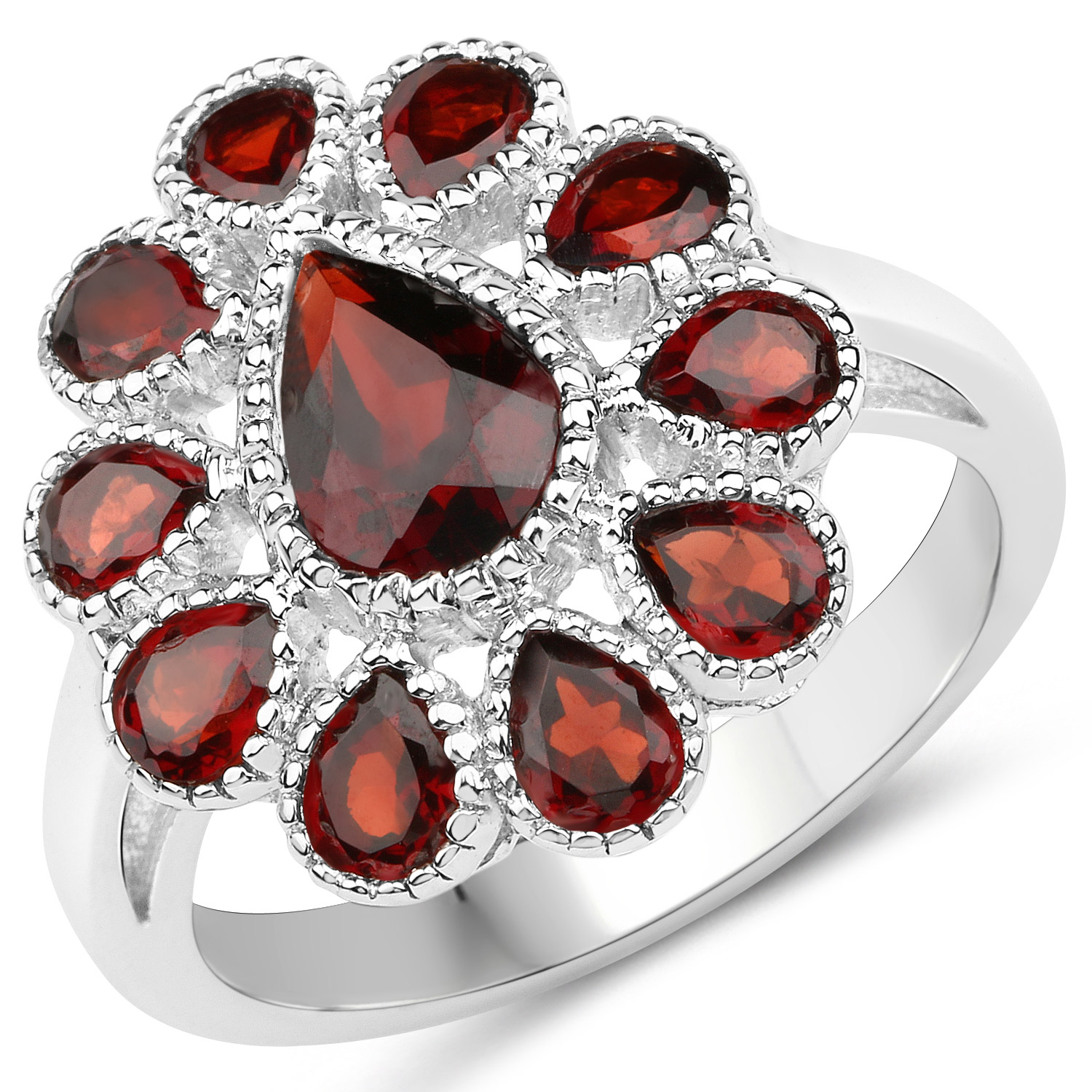 9.98 Carat Genuine Garnet .925 Sterling Silver 3 Piece Jewelry Set (Ring, Earrings, and Pendant w/ Chain)