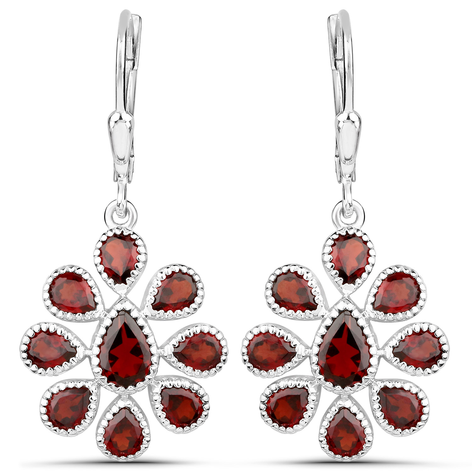 9.98 Carat Genuine Garnet .925 Sterling Silver 3 Piece Jewelry Set (Ring, Earrings, and Pendant w/ Chain)
