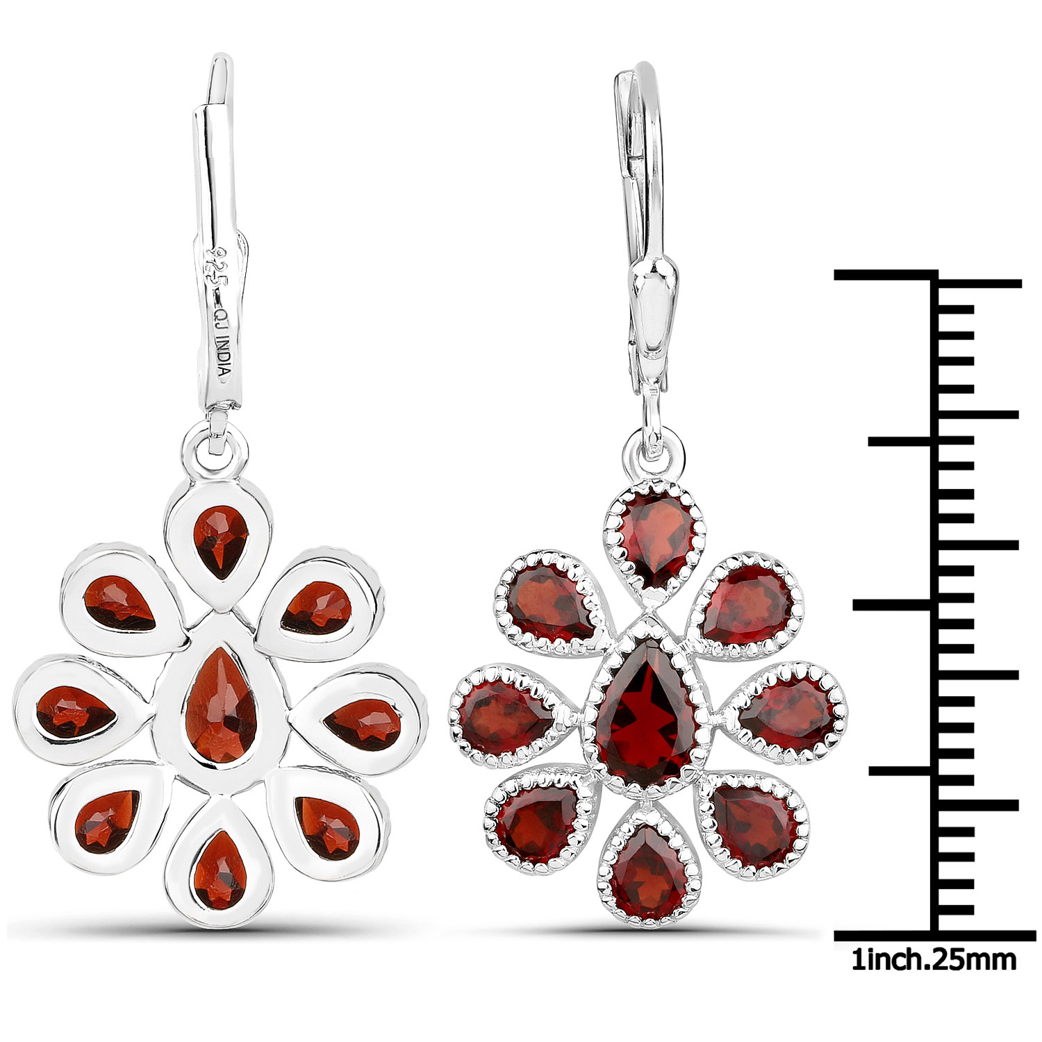 9.98 Carat Genuine Garnet .925 Sterling Silver 3 Piece Jewelry Set (Ring, Earrings, and Pendant w/ Chain)