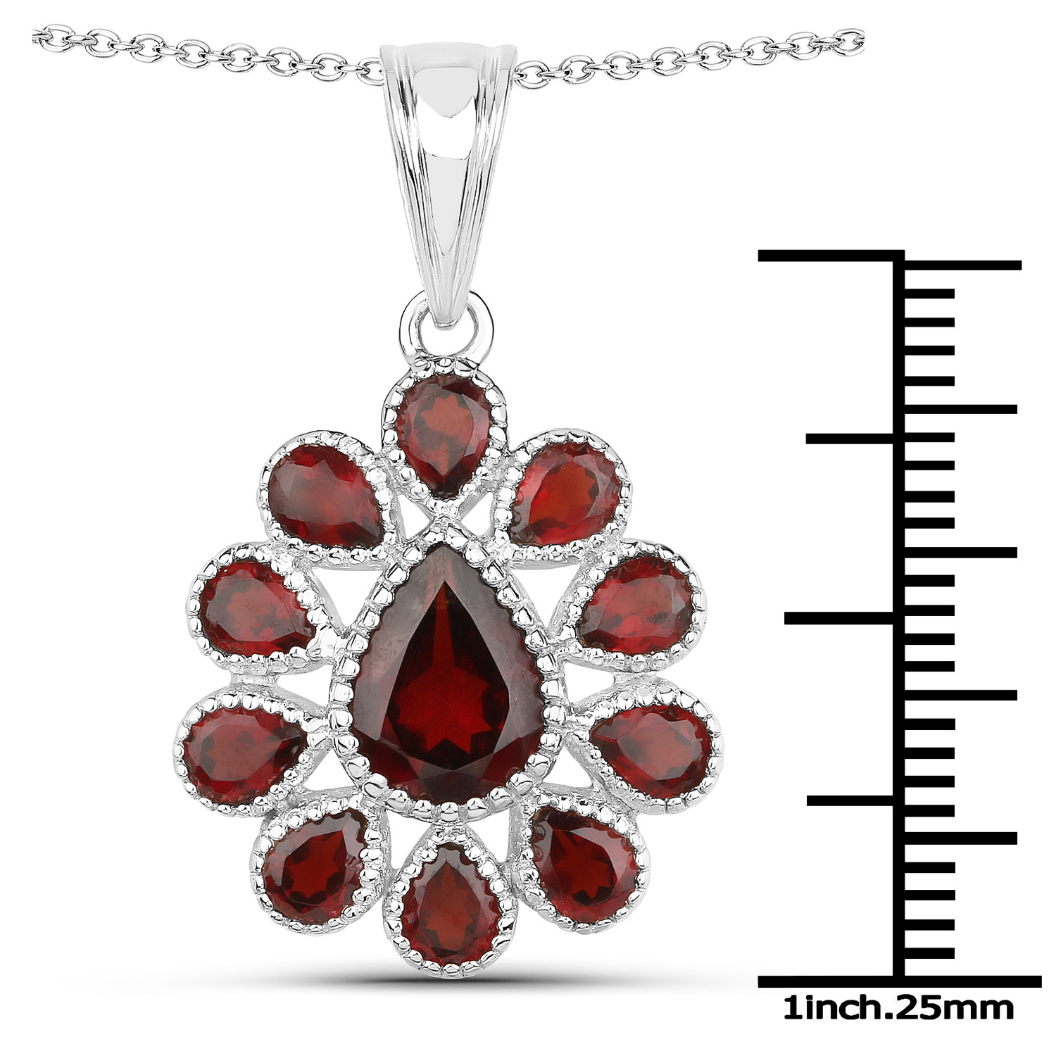 9.98 Carat Genuine Garnet .925 Sterling Silver 3 Piece Jewelry Set (Ring, Earrings, and Pendant w/ Chain)