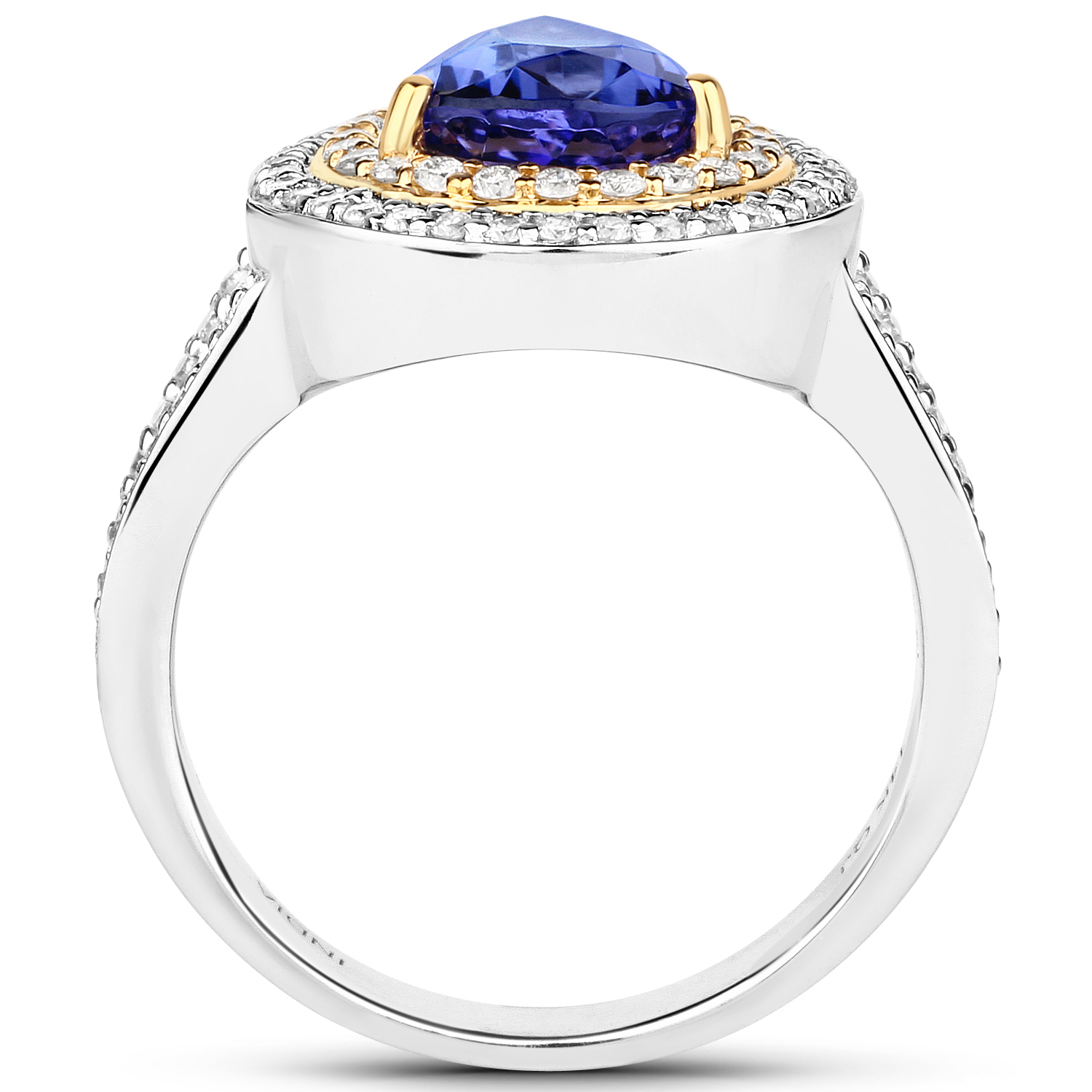 14K White Gold 3.24 Carat Genuine Tanzanite and White Diamond Ring