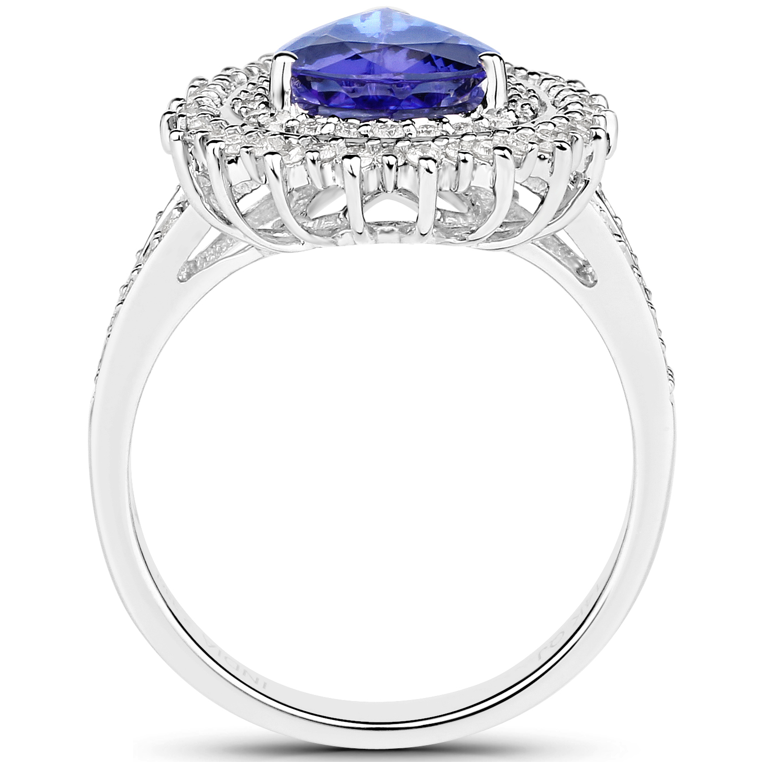 14K White Gold 2.91 Carat Genuine Tanzanite and White Diamond Ring