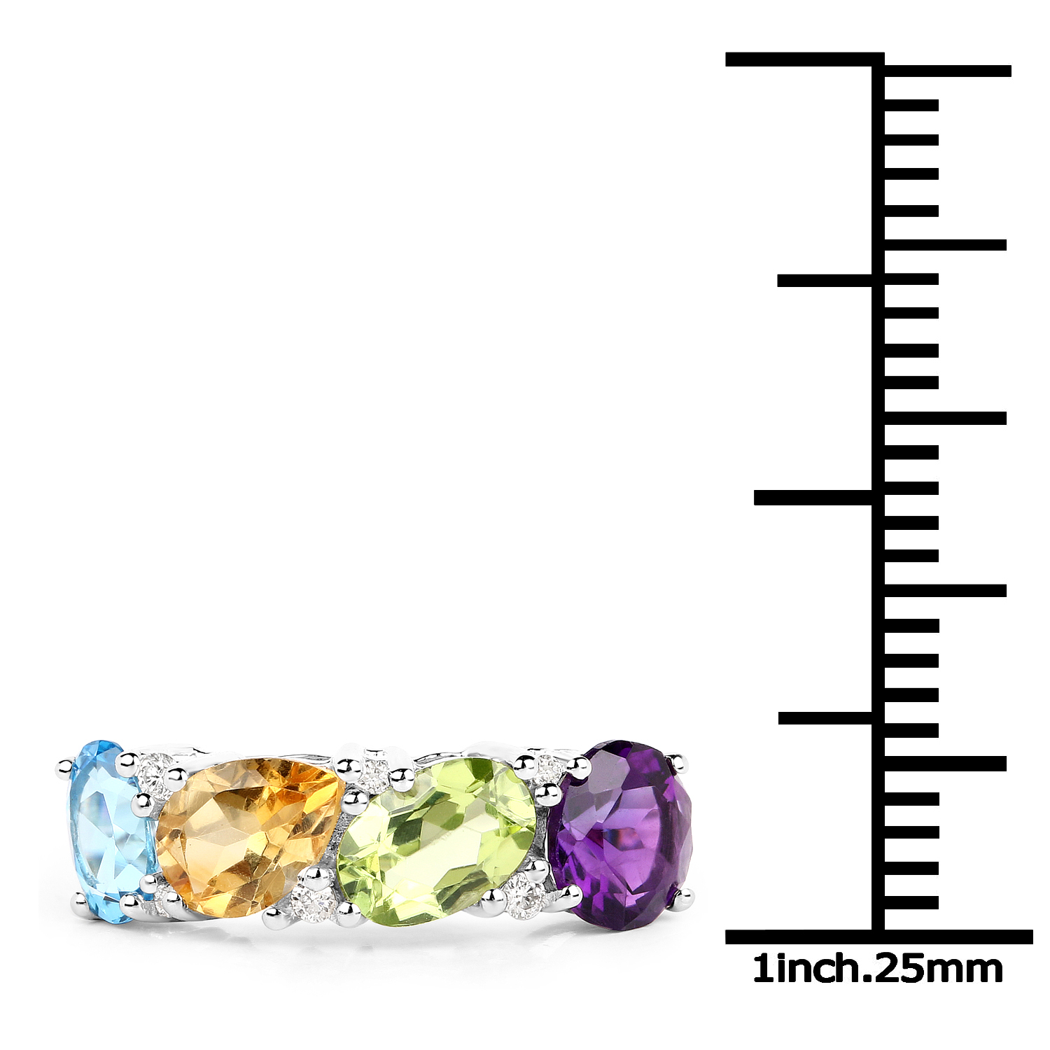 2.69 Carat Genuine Multi Stones 18K White Gold Ring