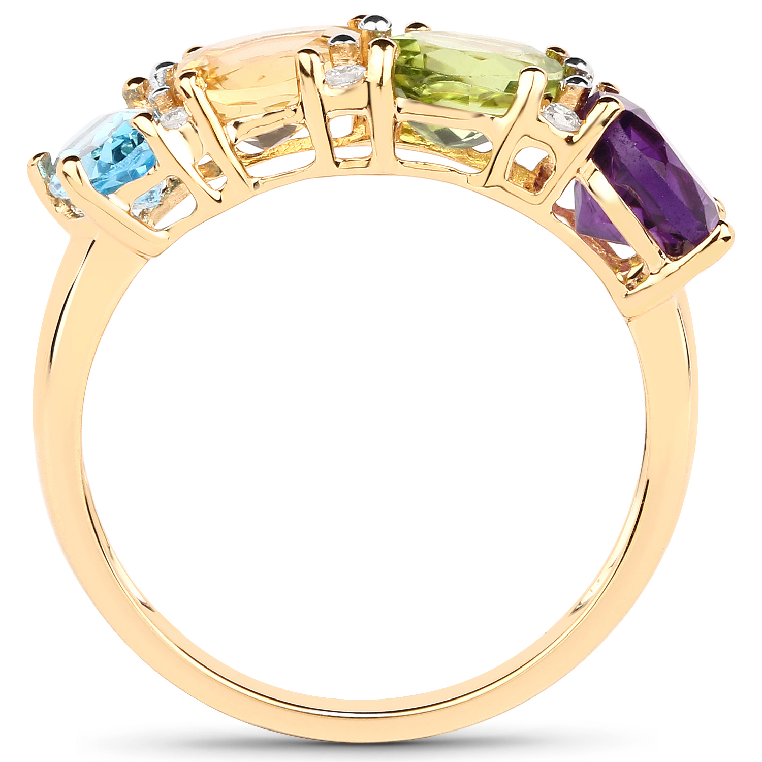 2.69 Carat Genuine Multi Stones 18K Yellow Gold Ring