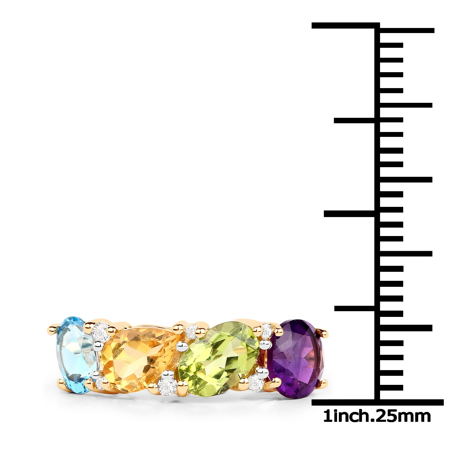 2.69 Carat Genuine Multi Stones 18K Yellow Gold Ring