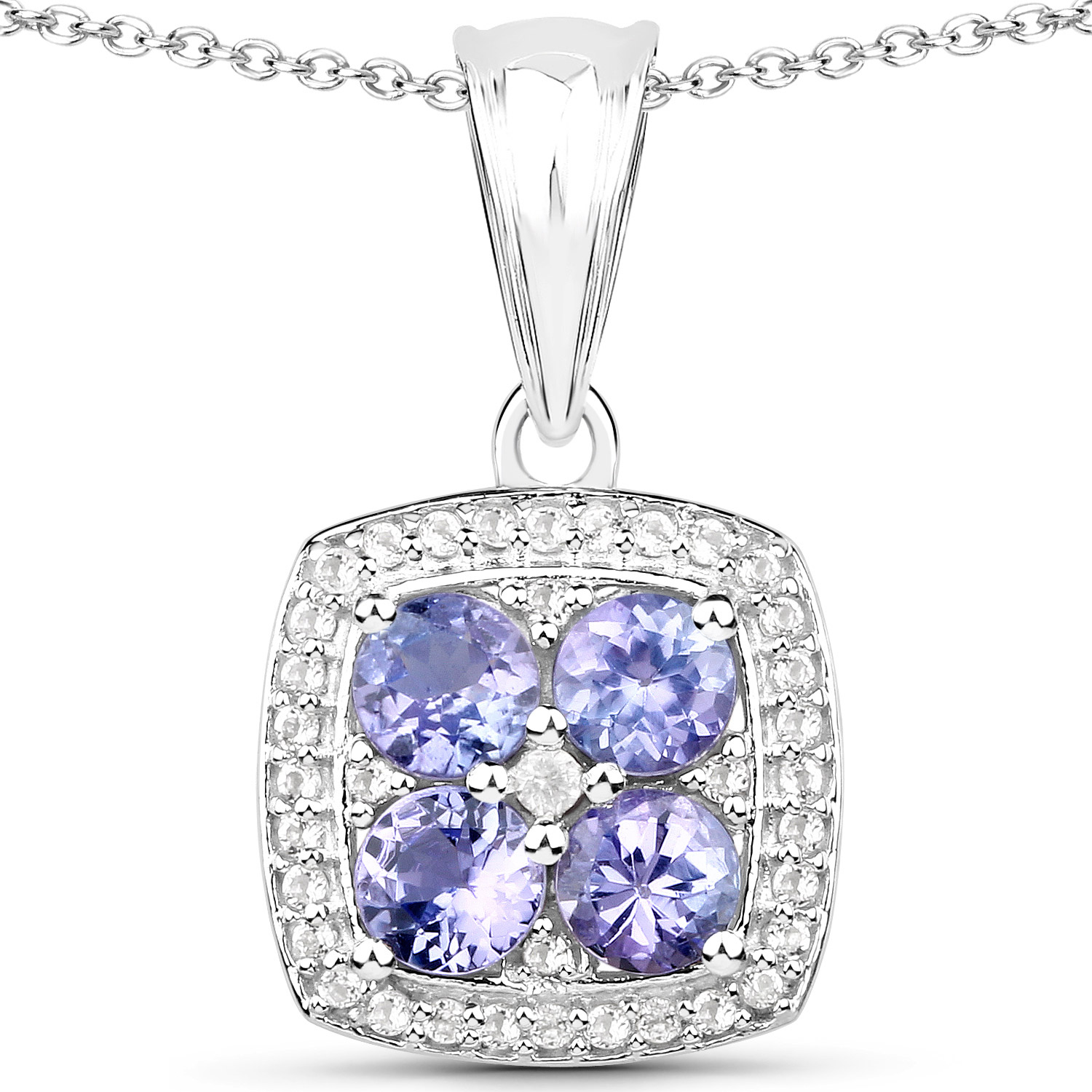 3.34 Carat Genuine Tanzanite and White Topaz .925 Sterling Silver 3 Piece Jewelry Set (Ring, Earrings, and Pendant w/ Chain)