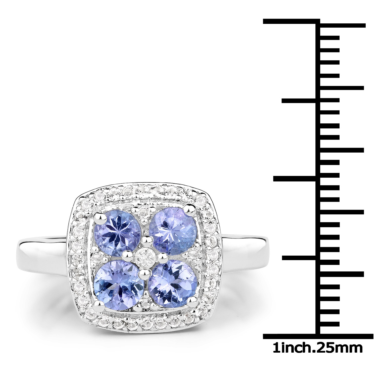 3.34 Carat Genuine Tanzanite and White Topaz .925 Sterling Silver 3 Piece Jewelry Set (Ring, Earrings, and Pendant w/ Chain)