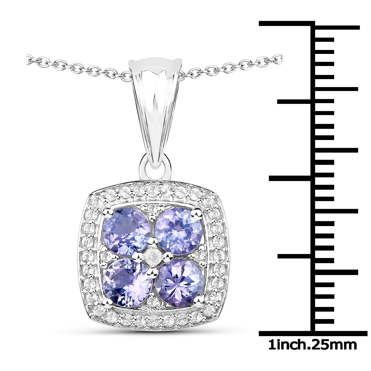 3.34 Carat Genuine Tanzanite and White Topaz .925 Sterling Silver 3 Piece Jewelry Set (Ring, Earrings, and Pendant w/ Chain)