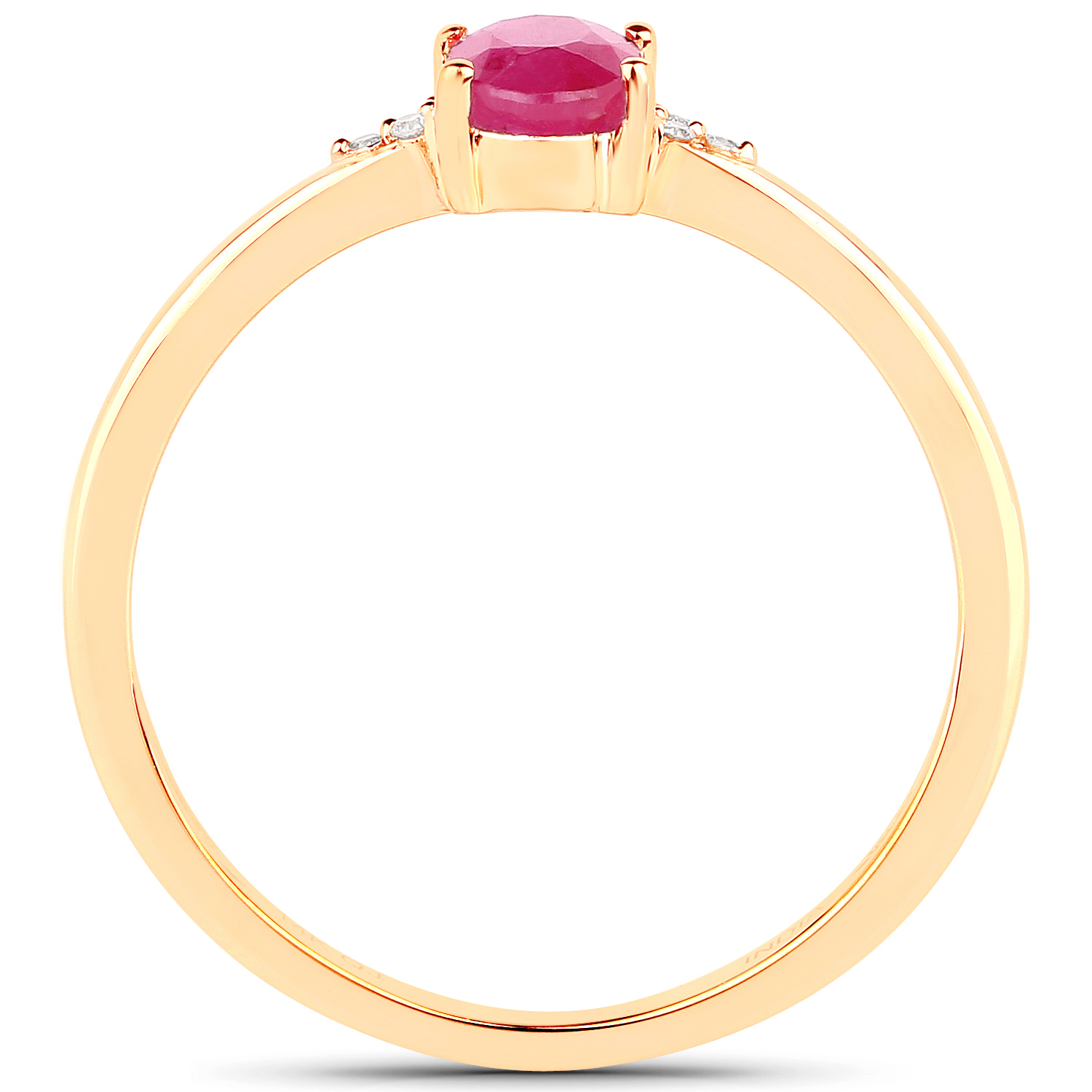 0.54 Carat Genuine Ruby and White Diamond 14K Yellow Gold Ring