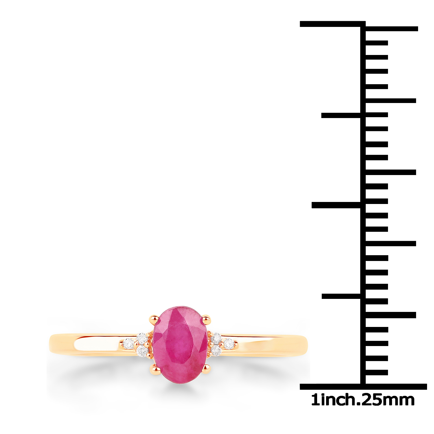 0.54 Carat Genuine Ruby and White Diamond 14K Yellow Gold Ring