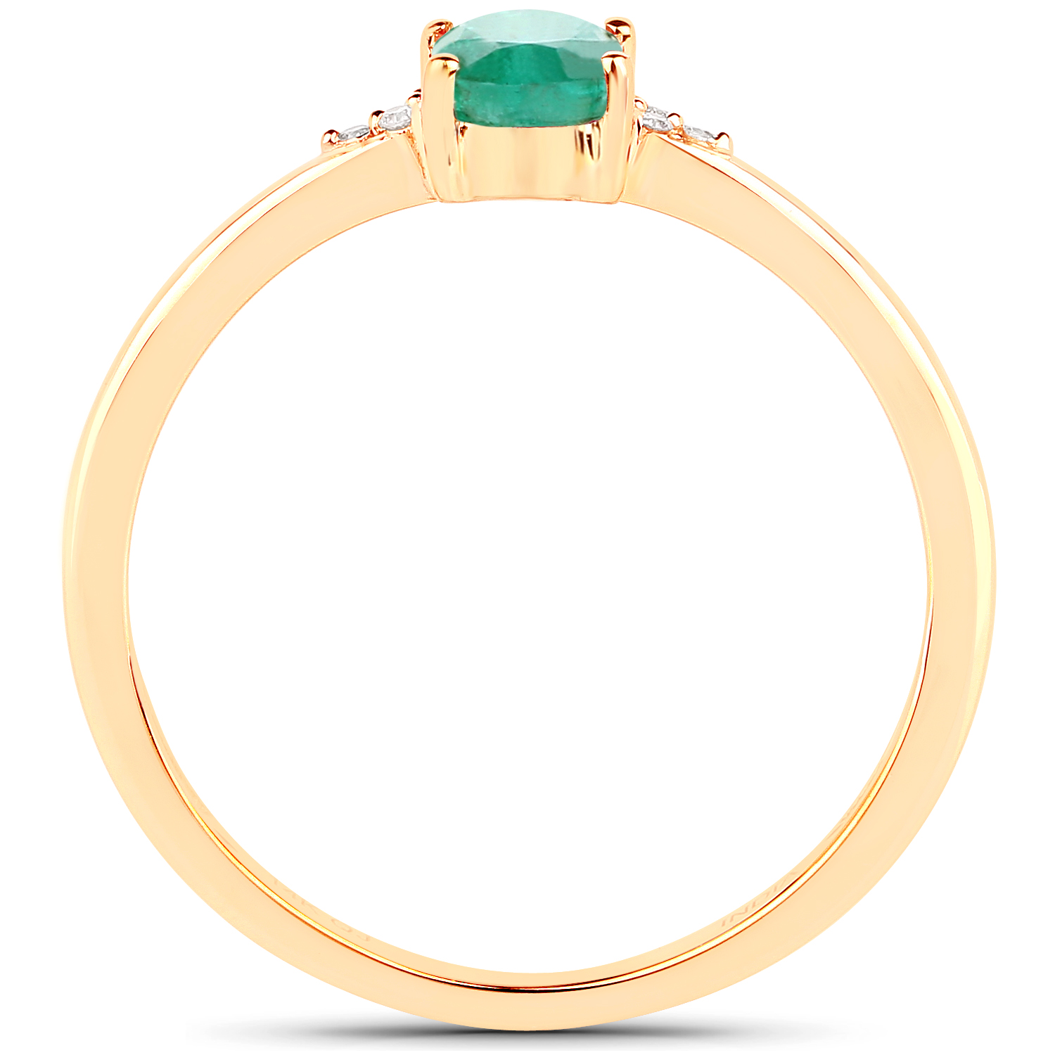 0.46 Carat Genuine Zambian Emerald and White Diamond 14K Yellow Gold Ring