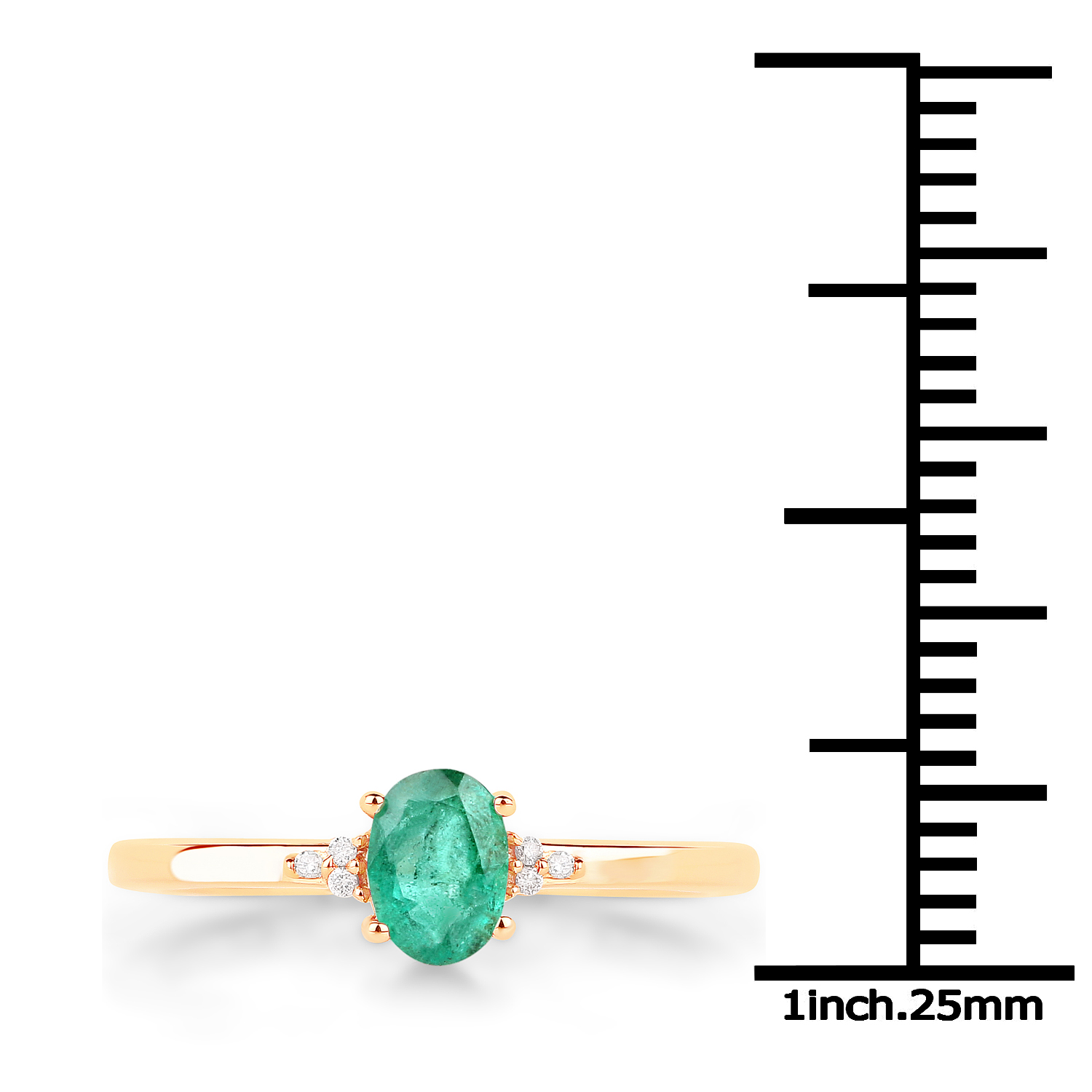 0.46 Carat Genuine Zambian Emerald and White Diamond 14K Yellow Gold Ring