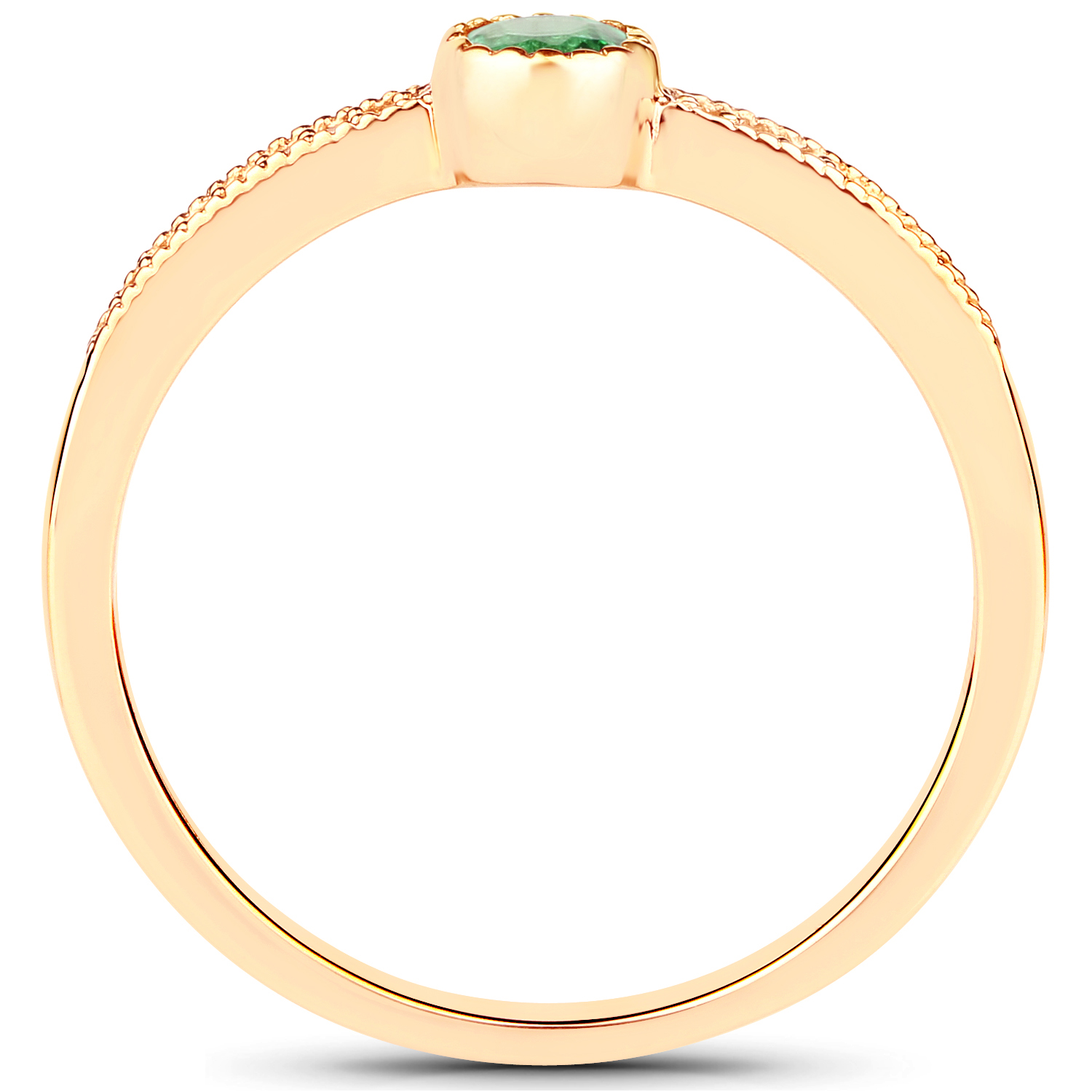 0.15 Carat Genuine Zambian Emerald and White Diamond 14K Yellow Gold Ring