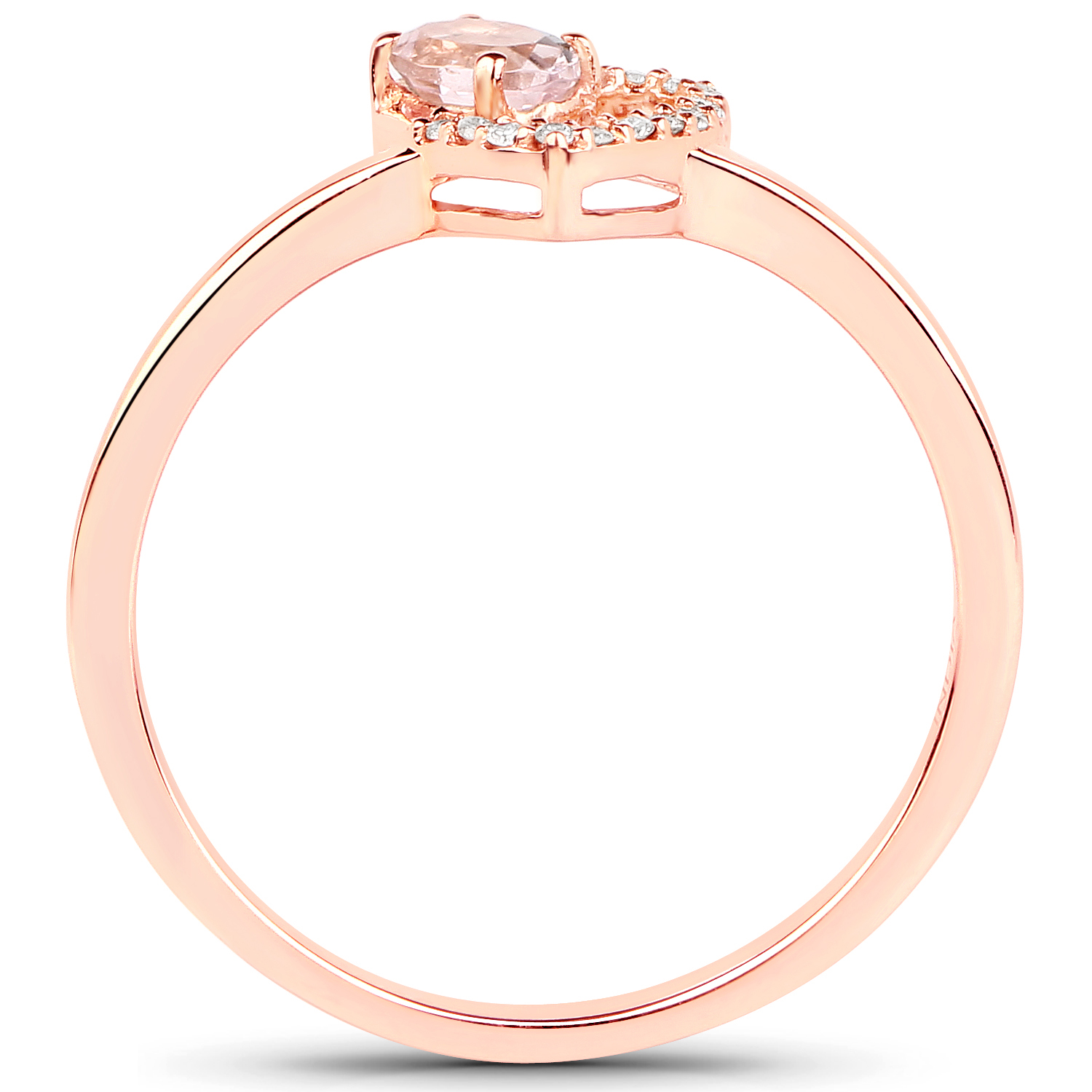 0.26 Carat Genuine Morganite and White Diamond 18K Rose Gold Ring
