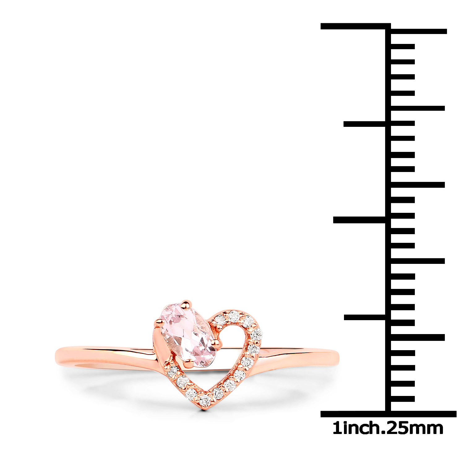 0.26 Carat Genuine Morganite and White Diamond 18K Rose Gold Ring