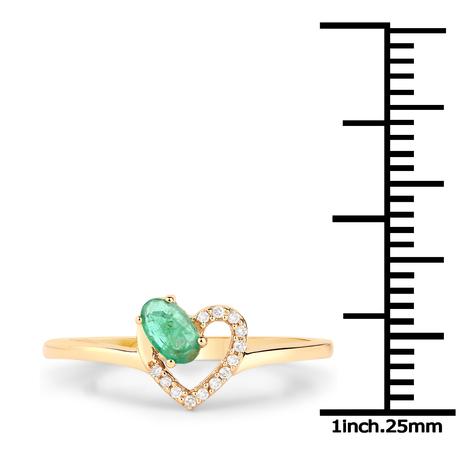0.23 Carat Genuine Zambian Emerald and White Diamond 18K Yellow Gold Ring
