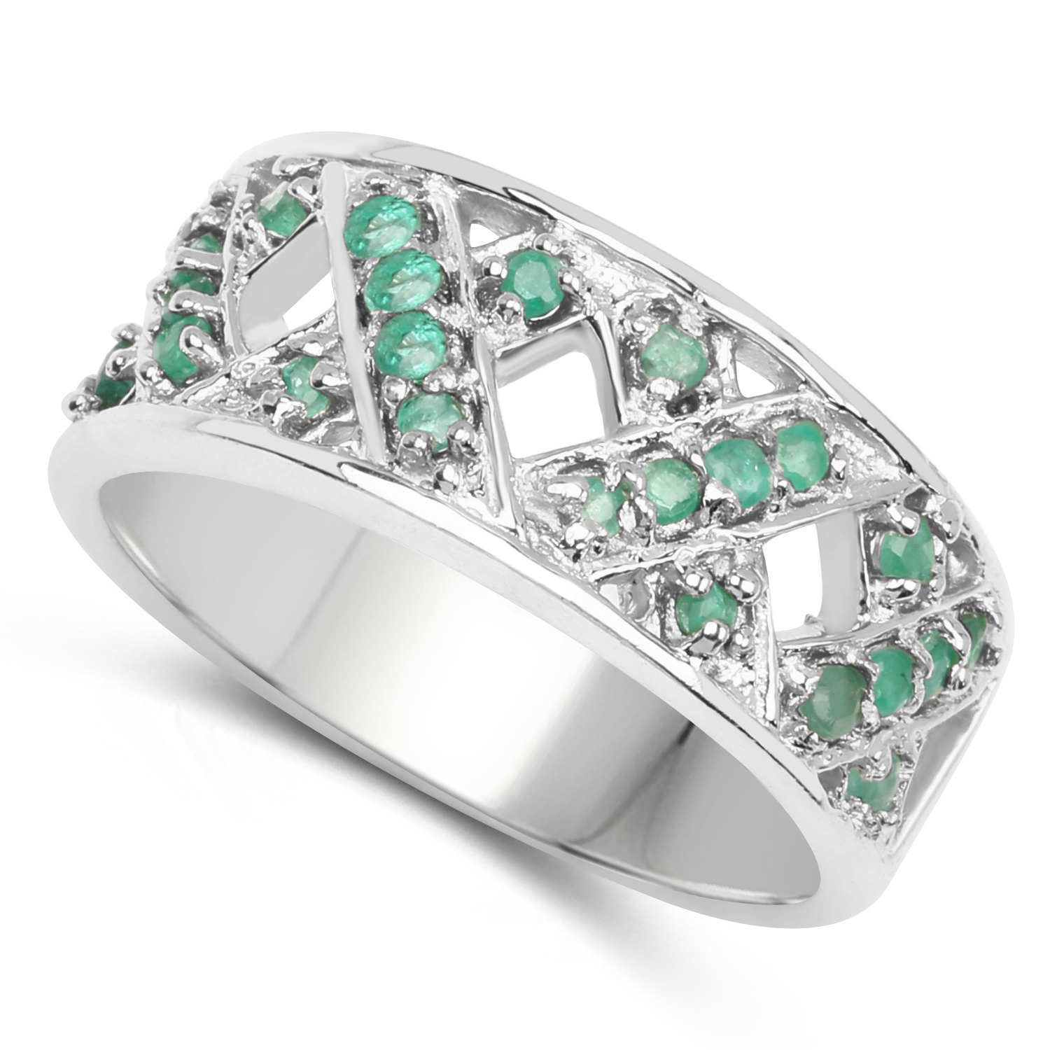 0.51 Carat Genuine Emerald .925 Sterling Silver Ring