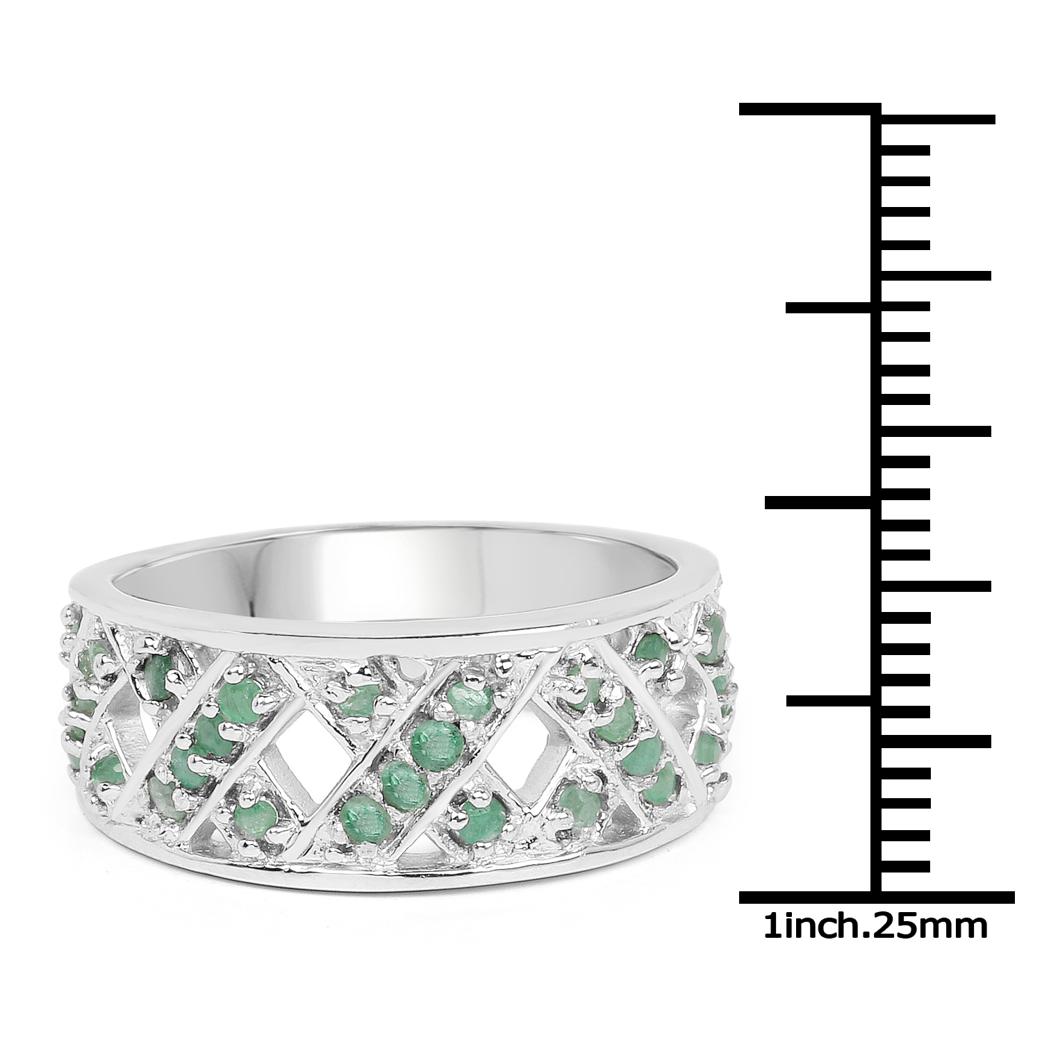 0.51 Carat Genuine Emerald .925 Sterling Silver Ring