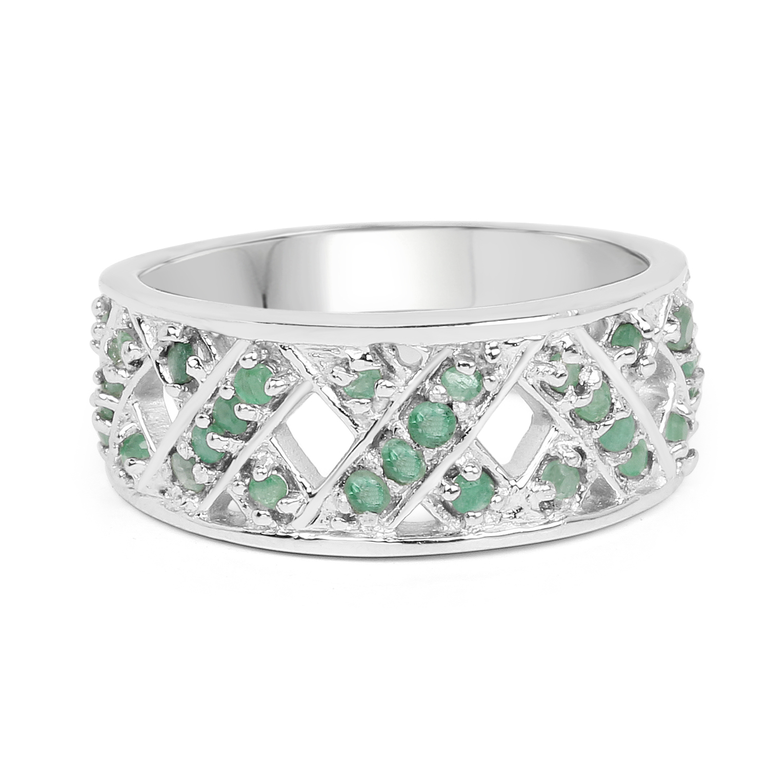 0.51 Carat Genuine Emerald .925 Sterling Silver Ring