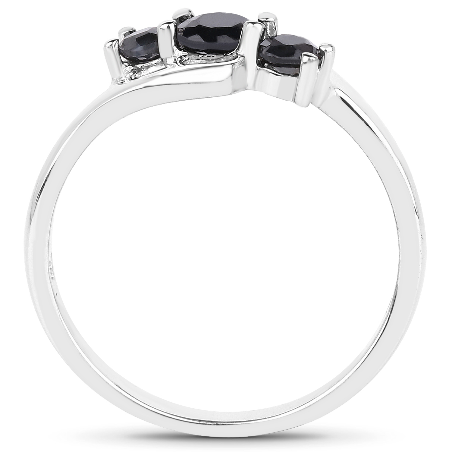 0.61 Carat Genuine Black Sapphire .925 Sterling Silver Ring