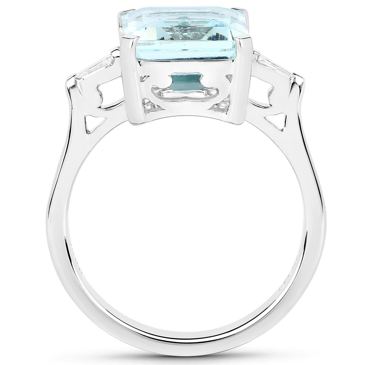 4.52 Carat Genuine Aquamarine and White Diamond 14K White Gold Ring