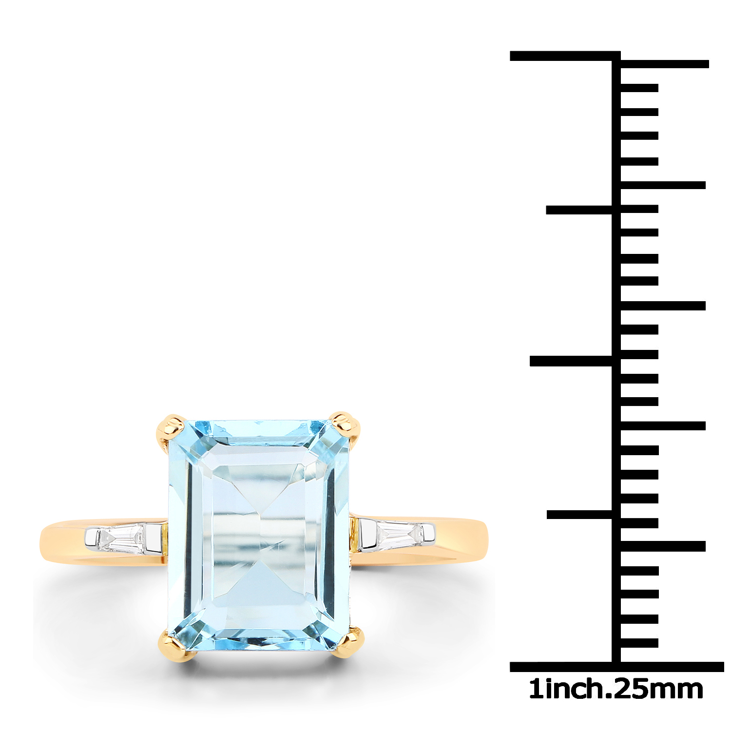 2.92 Carat Genuine Aquamarine and White Diamond 14K Yellow Gold Ring