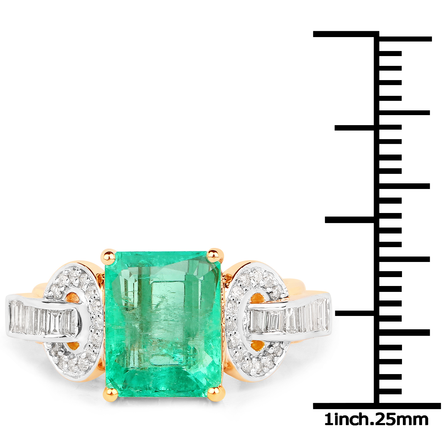 4.56 Carat Genuine Emerald and White Diamond 14K Yellow Gold Ring