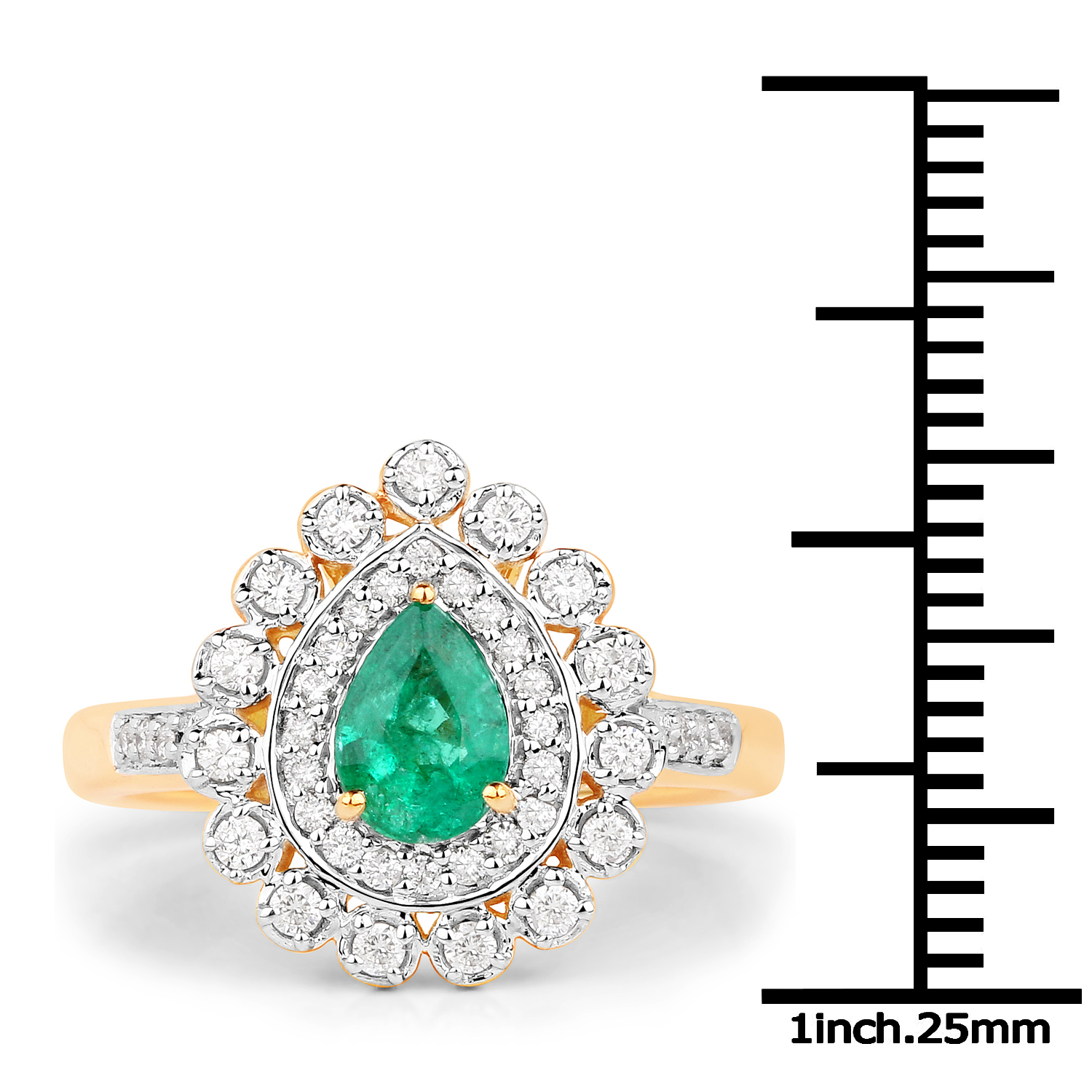 1.01 Carat Genuine Zambian Emerald and White Diamond 14K Yellow Gold Ring