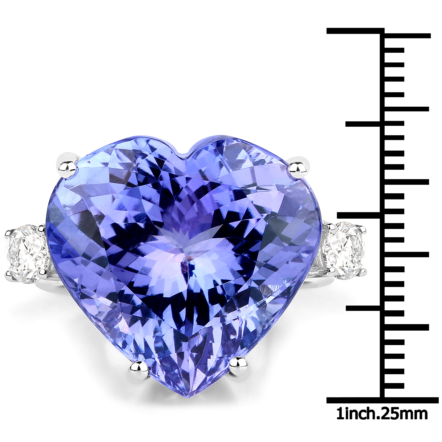23.13 Carat Genuine Tanzanite and White Diamond 18K White Gold Ring