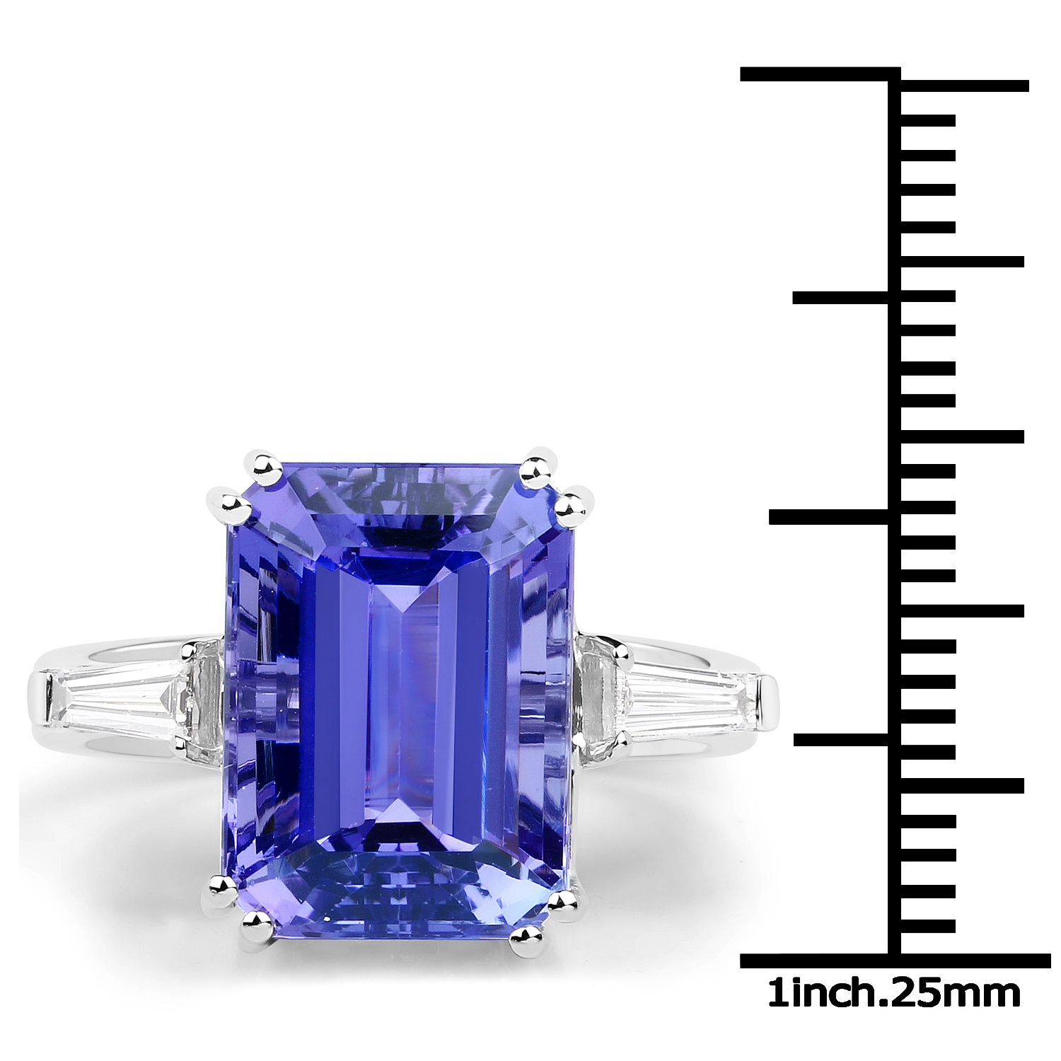 10.77 Carat Genuine Tanzanite and White Diamond 18K White Gold Ring