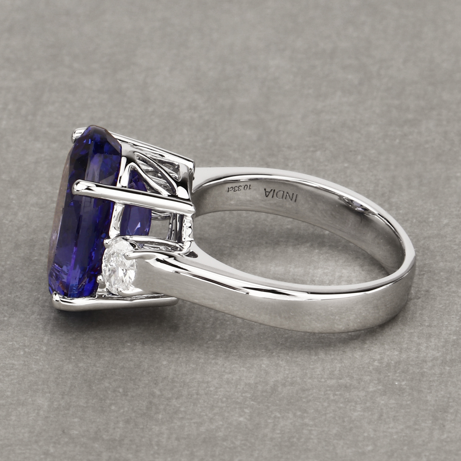 10.72 Carat Genuine Tanzanite and White Diamond 18K White Gold Ring