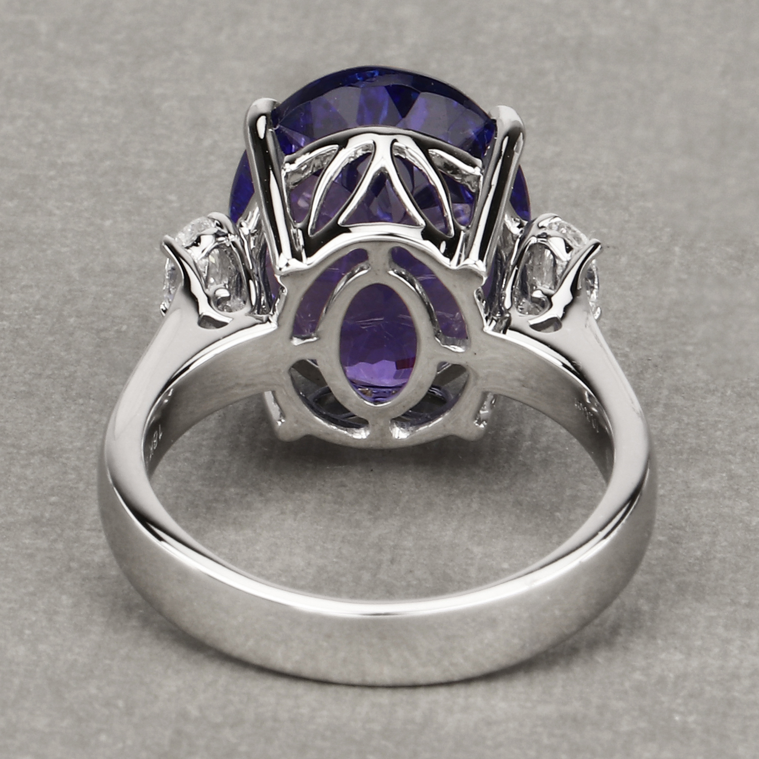 10.72 Carat Genuine Tanzanite and White Diamond 18K White Gold Ring