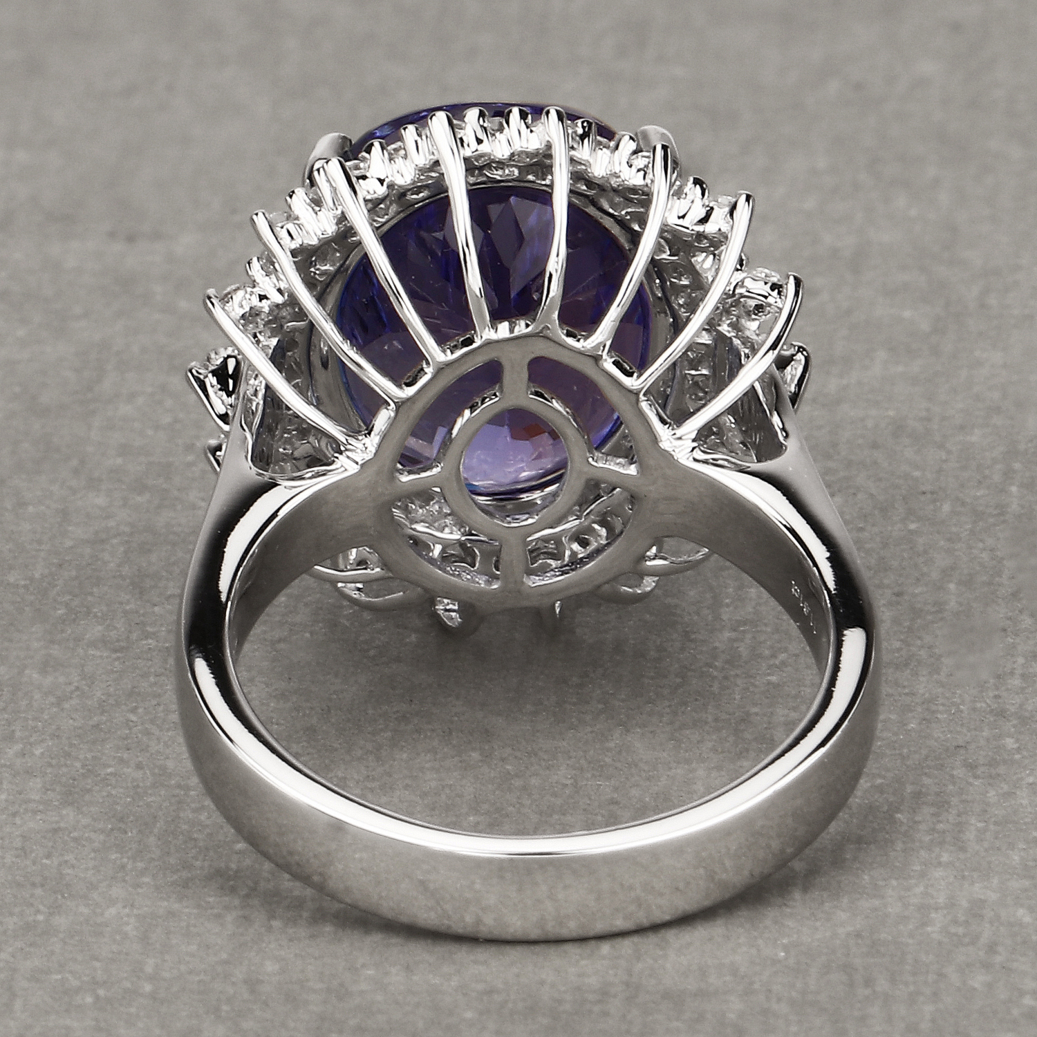 12.29 Carat Genuine Tanzanite and White Diamond 18K White Gold Ring