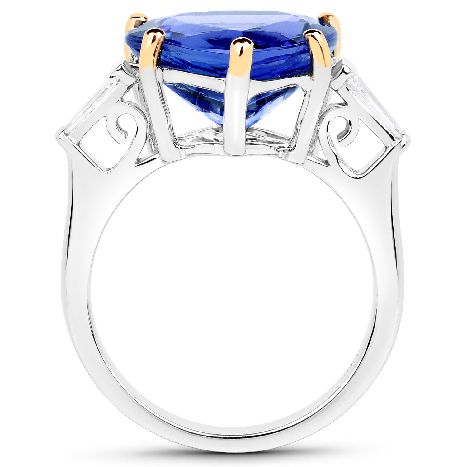 8.73 Carat Genuine Tanzanite and White Diamond 18K White Gold Ring