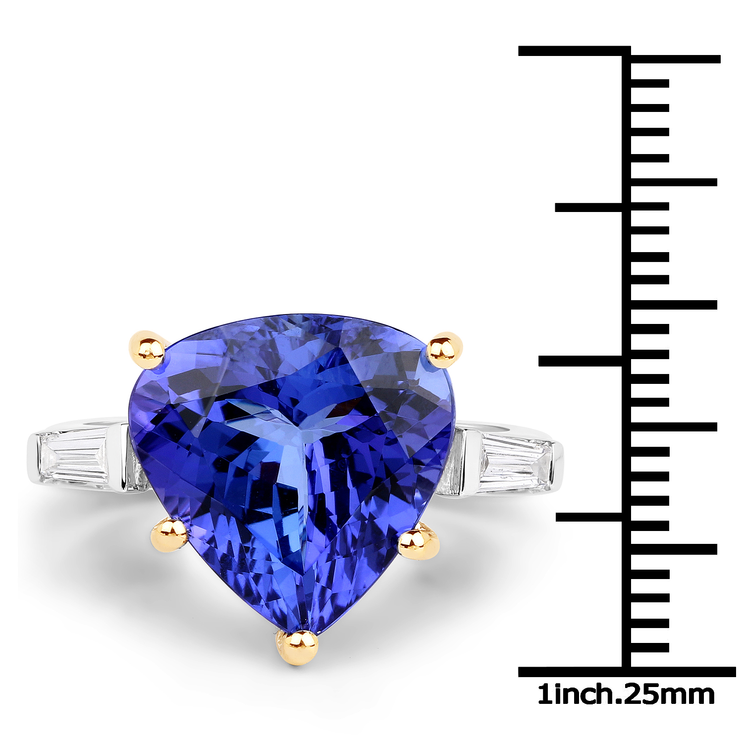 8.73 Carat Genuine Tanzanite and White Diamond 18K White Gold Ring