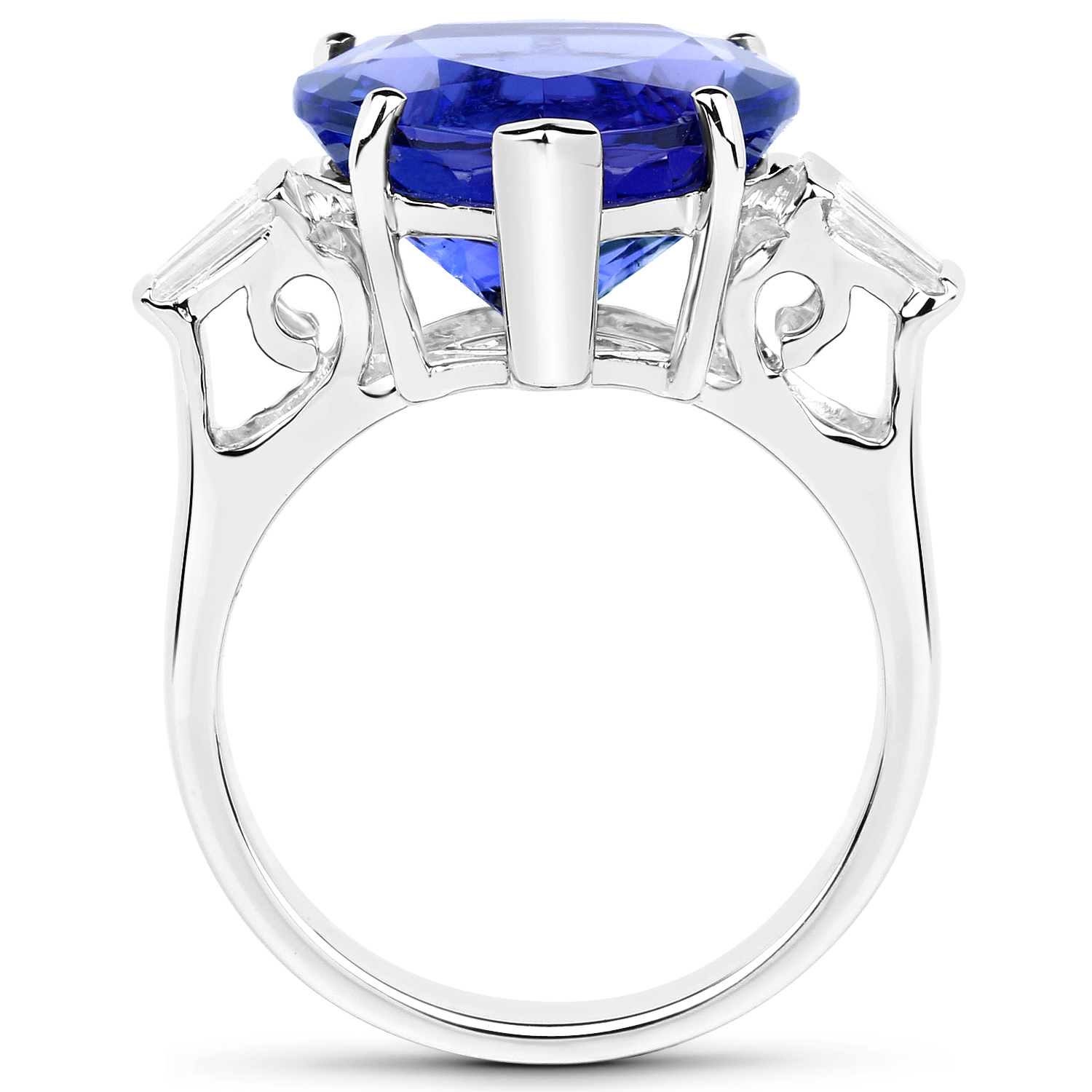 10.34 Carat Genuine Tanzanite and White Diamond 18K White Gold Ring