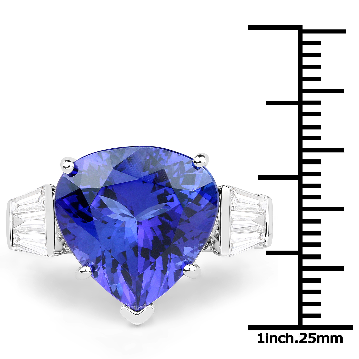 10.34 Carat Genuine Tanzanite and White Diamond 18K White Gold Ring