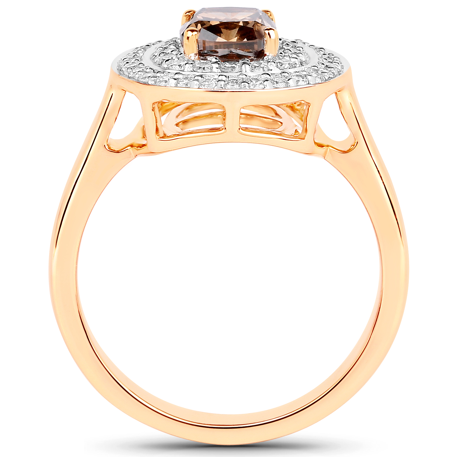 1.35 Carat Genuine LB Diamond and White Diamond 18K Yellow Gold Ring