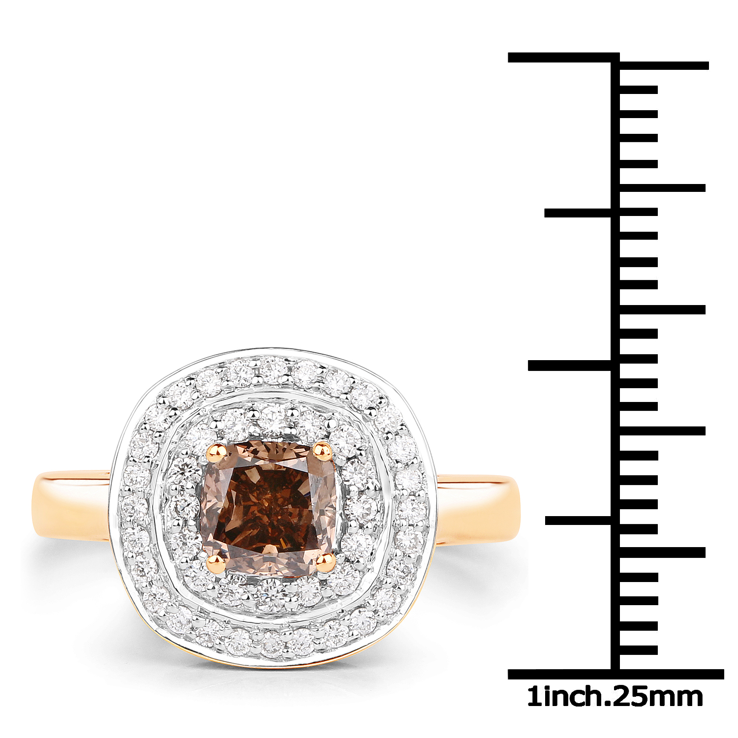 1.35 Carat Genuine LB Diamond and White Diamond 18K Yellow Gold Ring