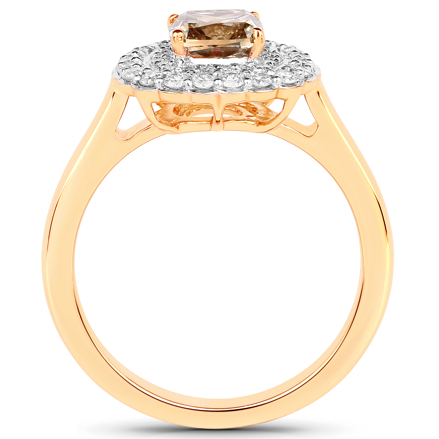 1.41 Carat Genuine TTLB Diamond and White Diamond 18K Yellow Gold Ring