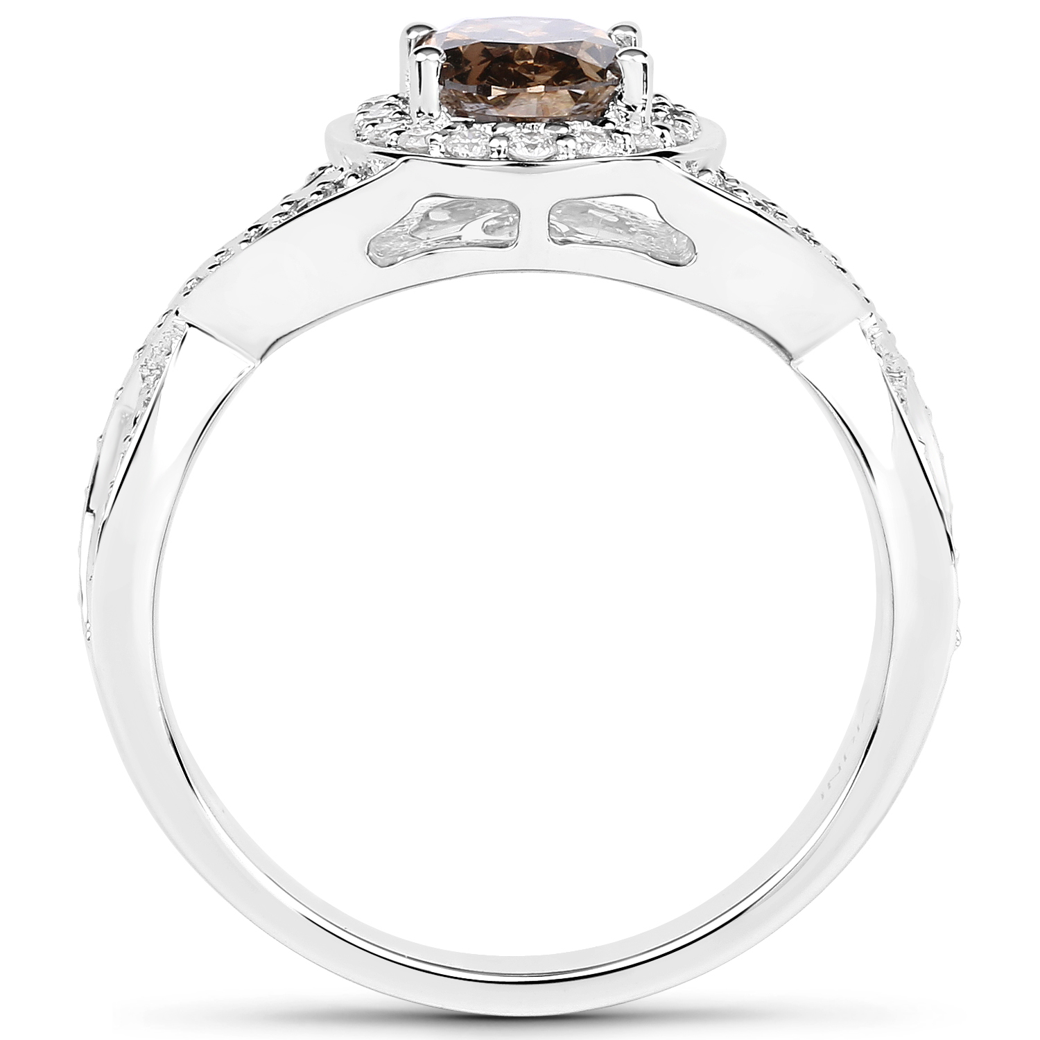 1.42 Carat Genuine Fancy Green Diamond and White Diamond 18K White Gold Ring