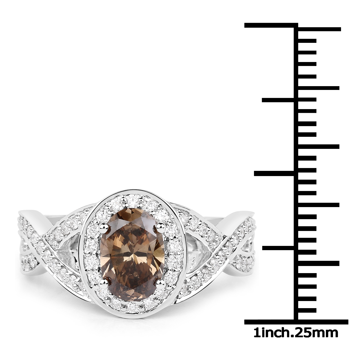 1.42 Carat Genuine Fancy Green Diamond and White Diamond 18K White Gold Ring