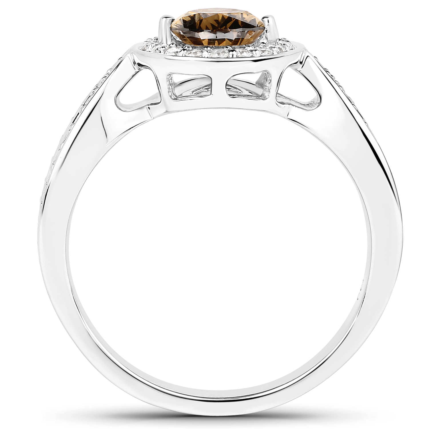 1.47 Carat Genuine Fancy Green Diamond and White Diamond 18K White Gold Ring