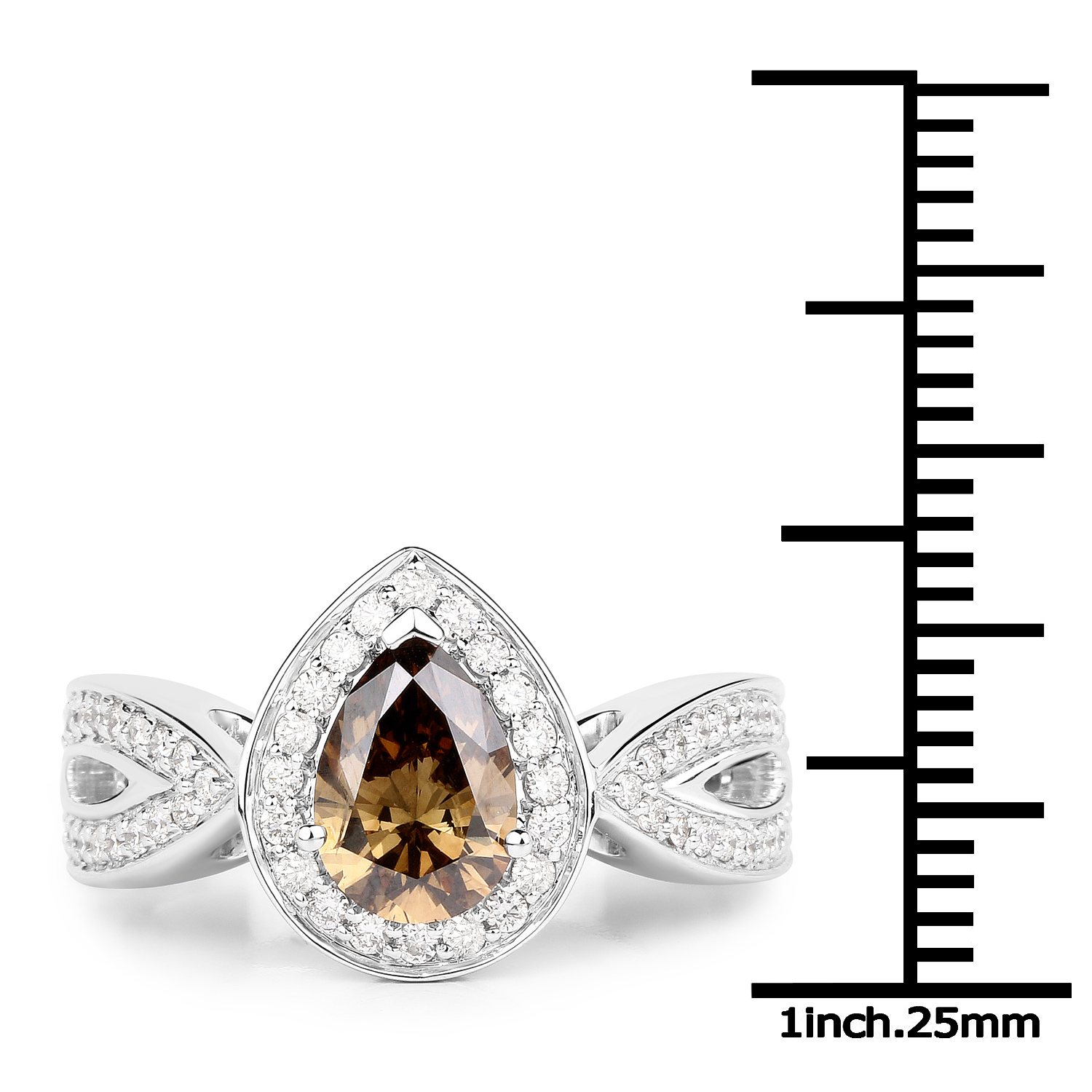 1.47 Carat Genuine Fancy Green Diamond and White Diamond 18K White Gold Ring