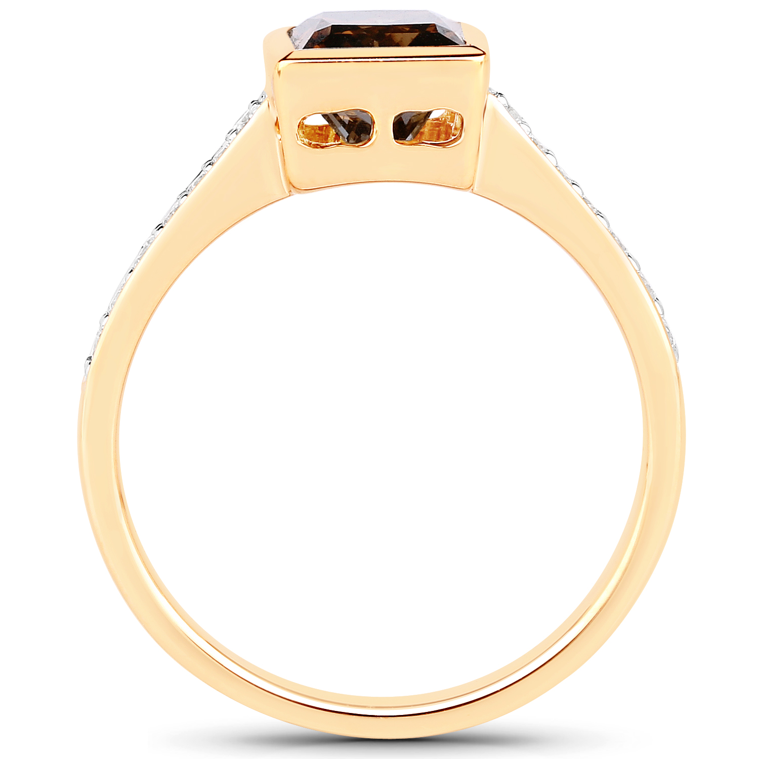 1.64 Carat Genuine Chocolate Brown Diamond and White Diamond 18K Yellow Gold Ring