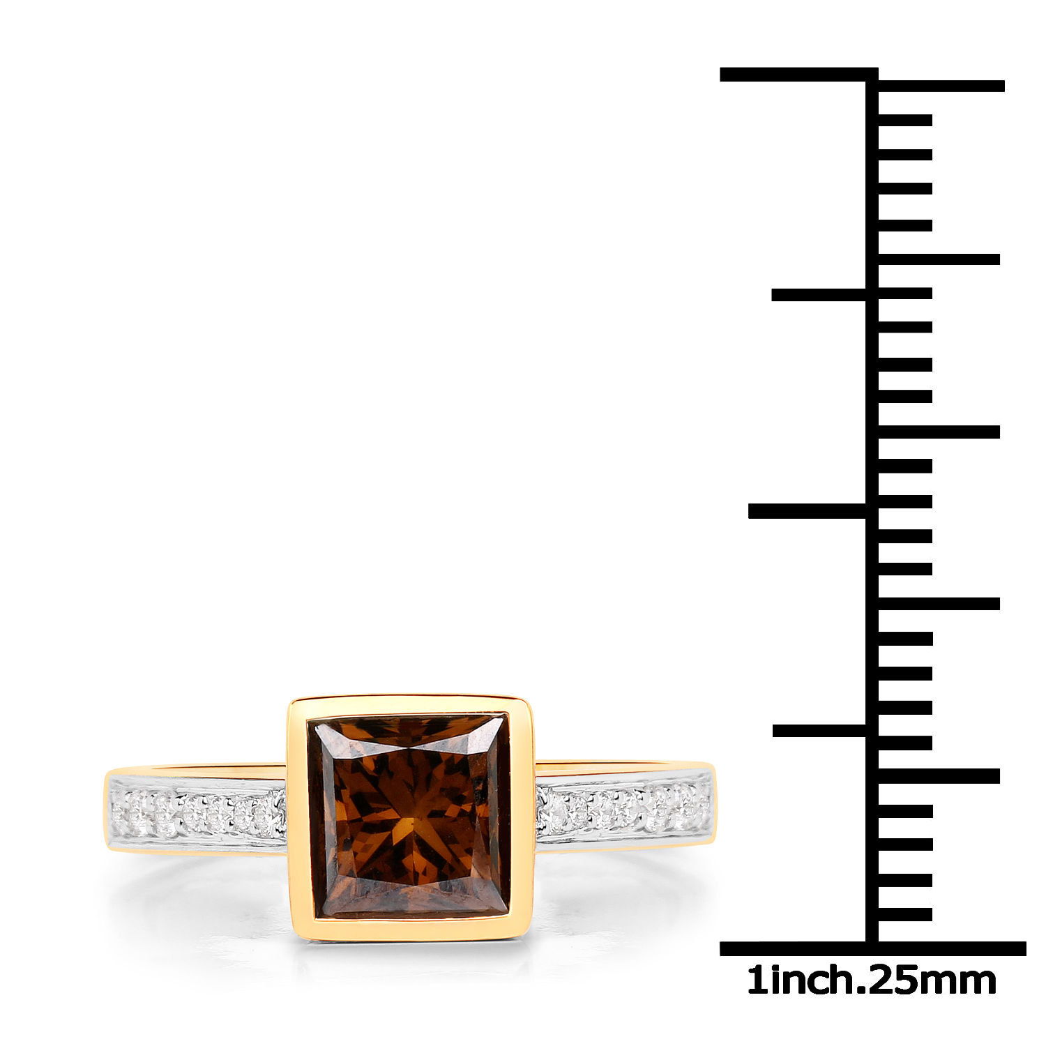 1.64 Carat Genuine Chocolate Brown Diamond and White Diamond 18K Yellow Gold Ring