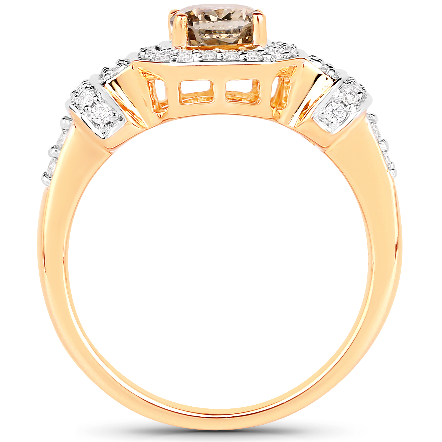 1.40 Carat Genuine TTLB Diamond and White Diamond 18K Yellow Gold Ring