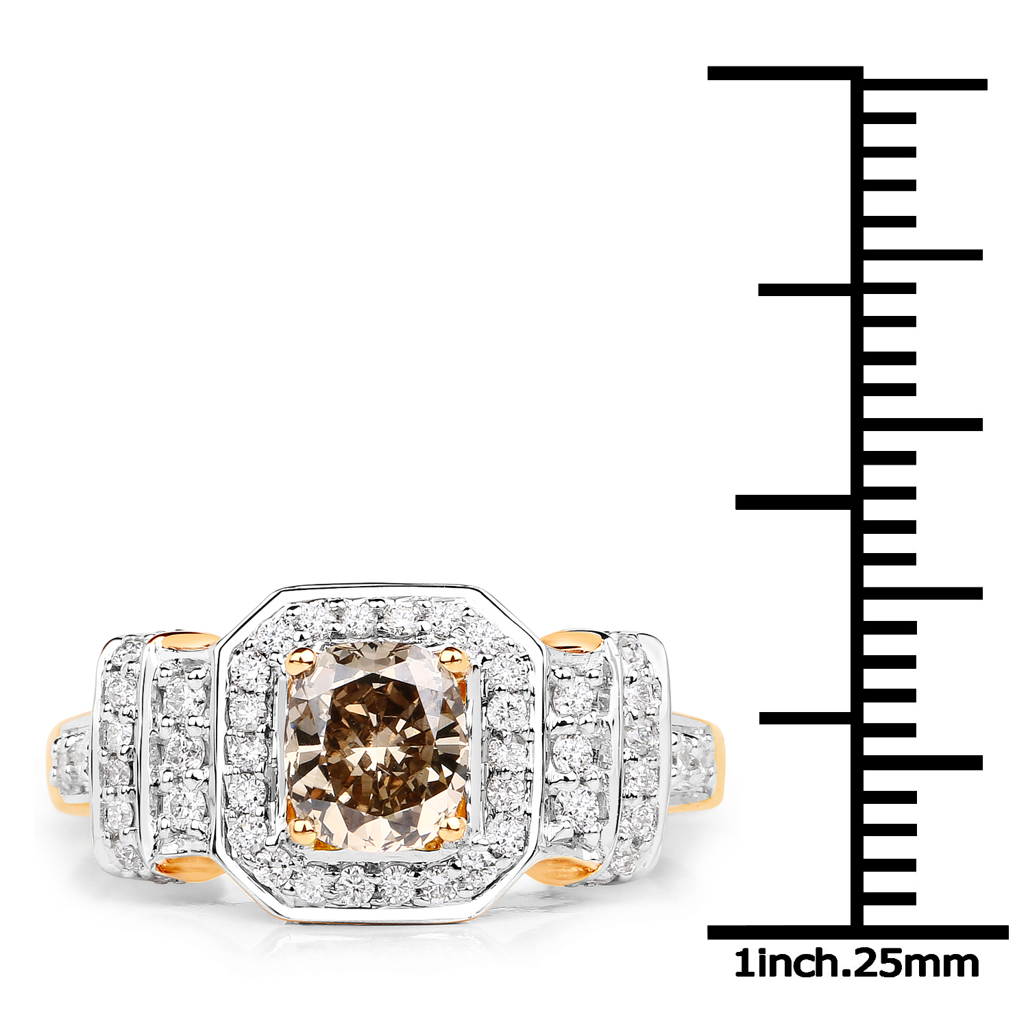1.40 Carat Genuine TTLB Diamond and White Diamond 18K Yellow Gold Ring