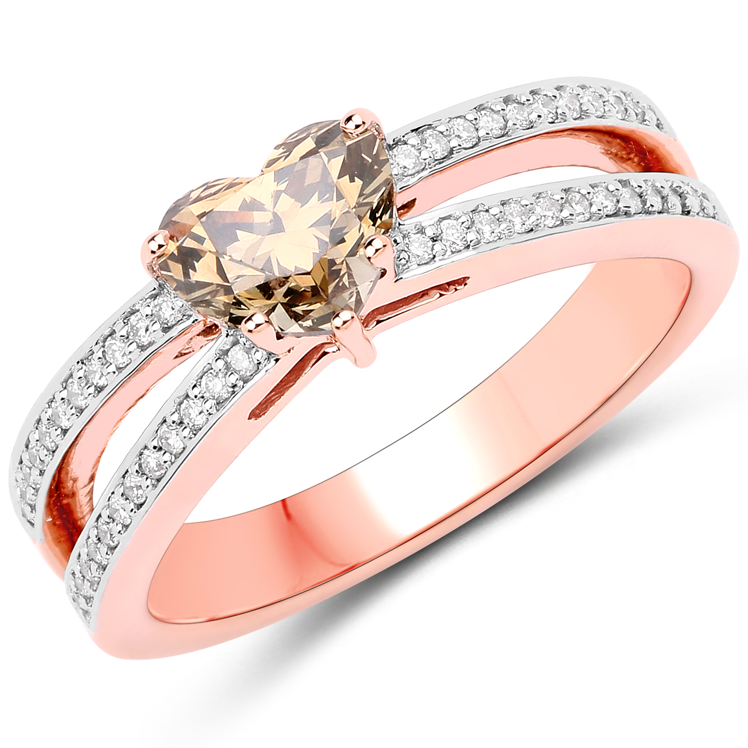 1.21 Carat Genuine TLB Diamond and White Diamond 18K Rose Gold Ring