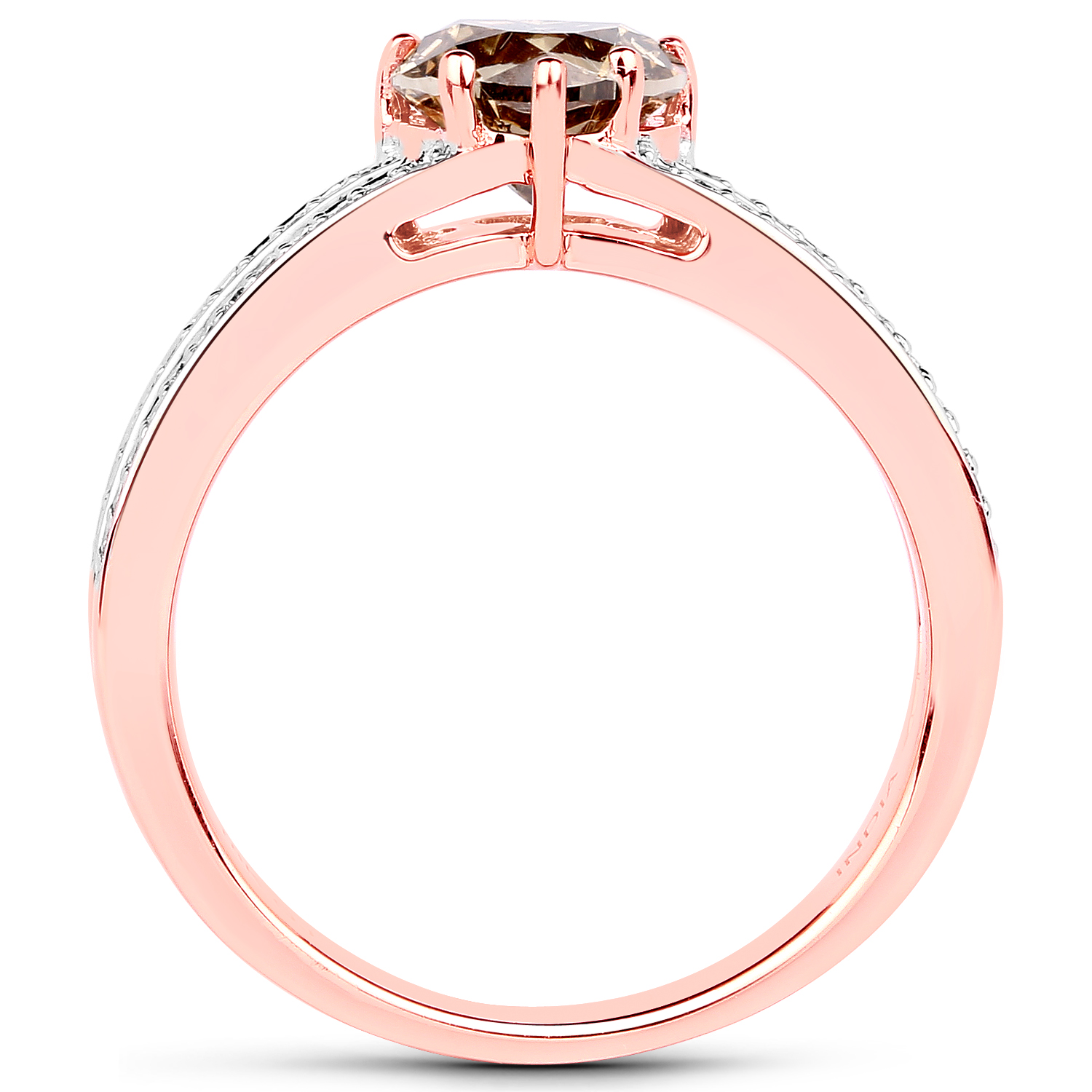 1.21 Carat Genuine TLB Diamond and White Diamond 18K Rose Gold Ring